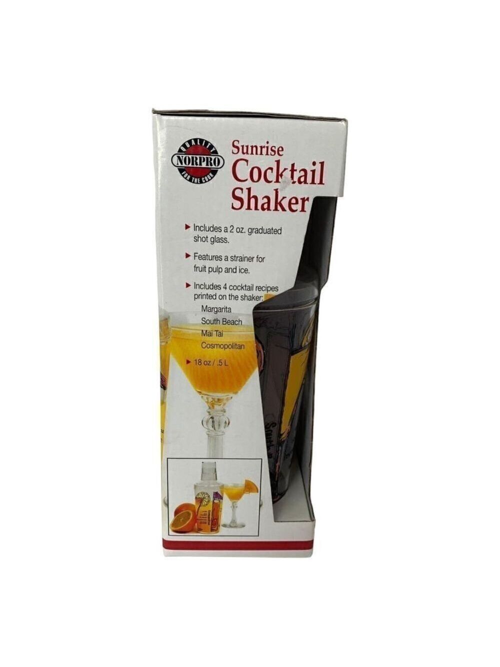 Sunrise 18 oz Cocktail Shaker With 2oz Shot Glass And Strainer